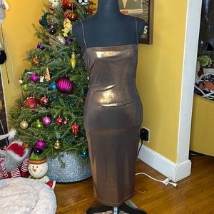 Lovely Day Brown/Copper Metallic Long Dress (Small/Medium)